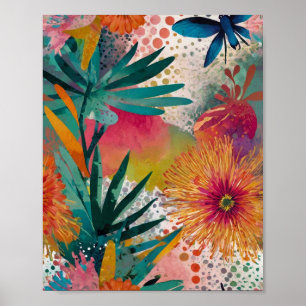 Belle affiche d'art floral tonique