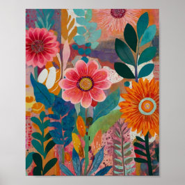 Belle affiche d'art floral tonique
