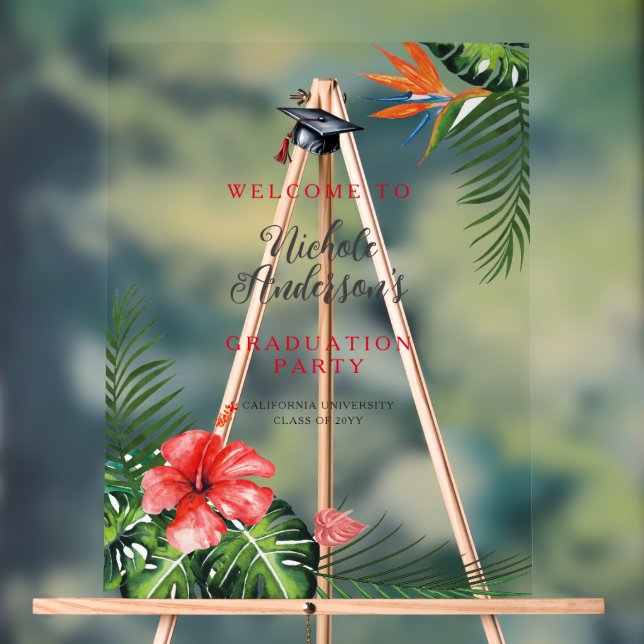Belle Affiche de bienvenue Tropical Thème Graduati (Neutre)