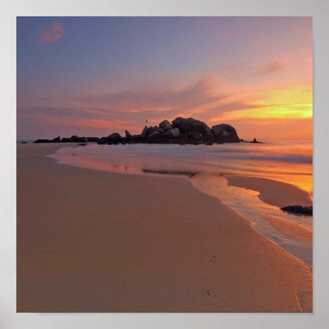 Belle affiche de coucher de soleil sur la plage de (Devant)