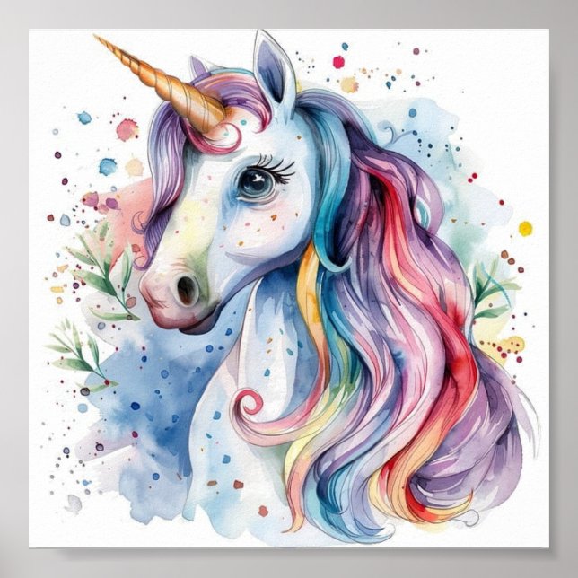Belle affiche de licorne colorée (Devant)