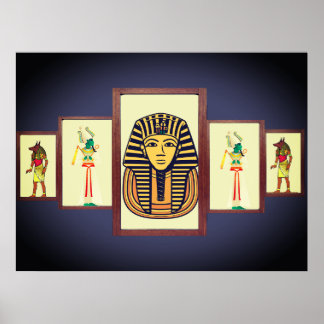Belle affiche du Sphinx et des divinités égyptienn