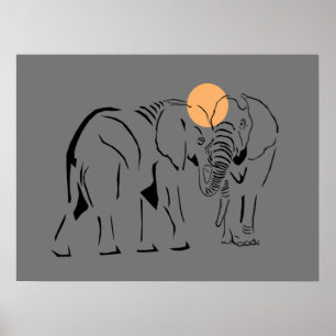 Belle affiche minimaliste éléphant