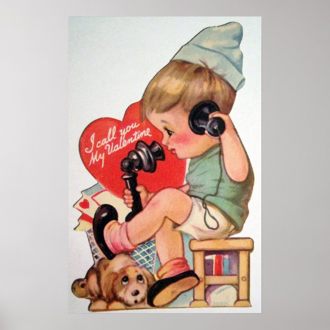 Belle affiche retro vintage Valentine (Devant)