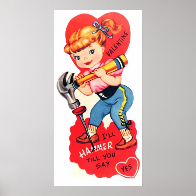 Belle affiche rétro vintage Valentine (Devant)