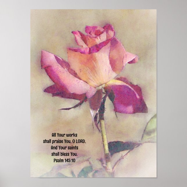 Belle affiche Rose Bible Verse Art (Devant)