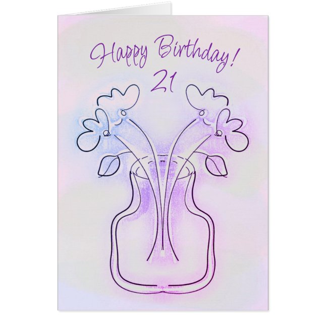 Belle Âge Spécifique Art Floral Carte Anniversaire (Devant)