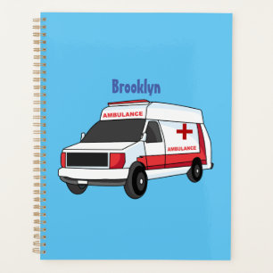 Belle ambulance rouge caricature van