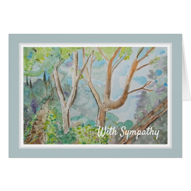 Belle Aquarelle Arbres Sympathie Carte (Devant horizontal)