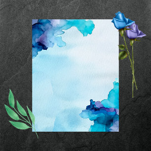 Belle aquarelle bleu et cyan papier à morceau