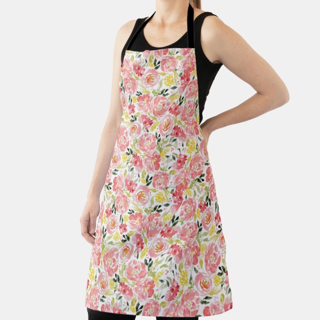 Belle aquarelle fleur motif tablier féminin (Insitu)