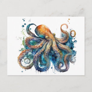 Belle aquarelle Octopus Carte postale
