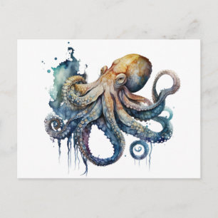 Belle aquarelle Octopus Carte postale