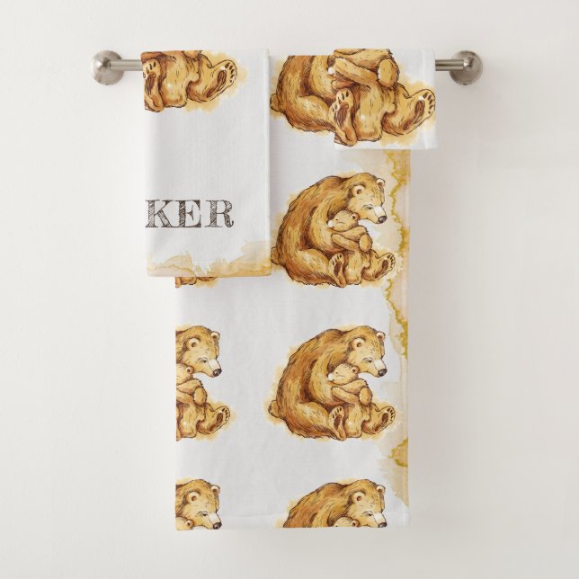 Belle aquarelle personnalisée Ours (En situation)