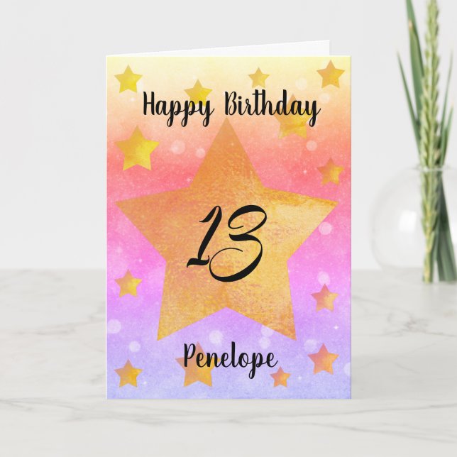 Belle aquarelle Stars 13e carte d'anniversaire (Devant)