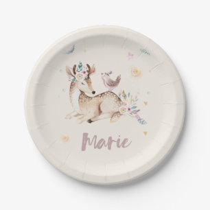 Belle assiette de pape avec des animaux de forêt