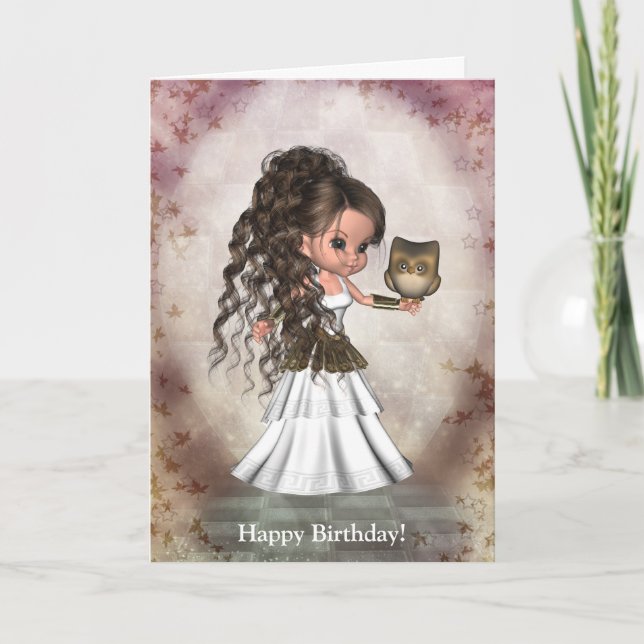 Belle Athéna carte grecque de déesse de Kawaii (Devant)