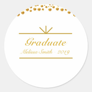 Belle autocollant d'étudiant diplômé doré