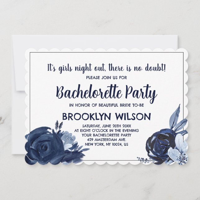Belle Bachelorette Bleue Invitations (Devant)