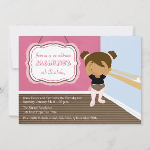 Belle ballerine rose fille anniversaire invitation