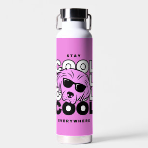 Belle bouteille d'eau de chien rose cool cool