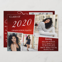 Belle Bright Red Graduation Invitation