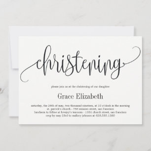 Belle Calligraphie Christening Invitation