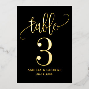 Belle Calligraphie VRAI FOILE Carte Numéro de tabl