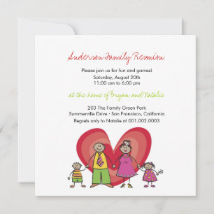 Belle Caricature Amusante Bonne Famille Invitation