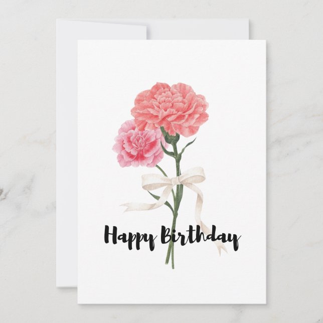 Belle Carnation rose Bouquet Carte Anniversaire (Devant)