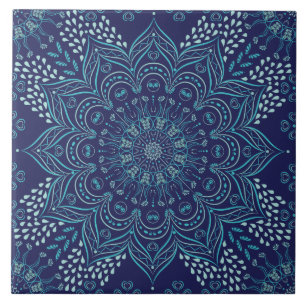 Belle carreaux de céramique mandala bleu marine,