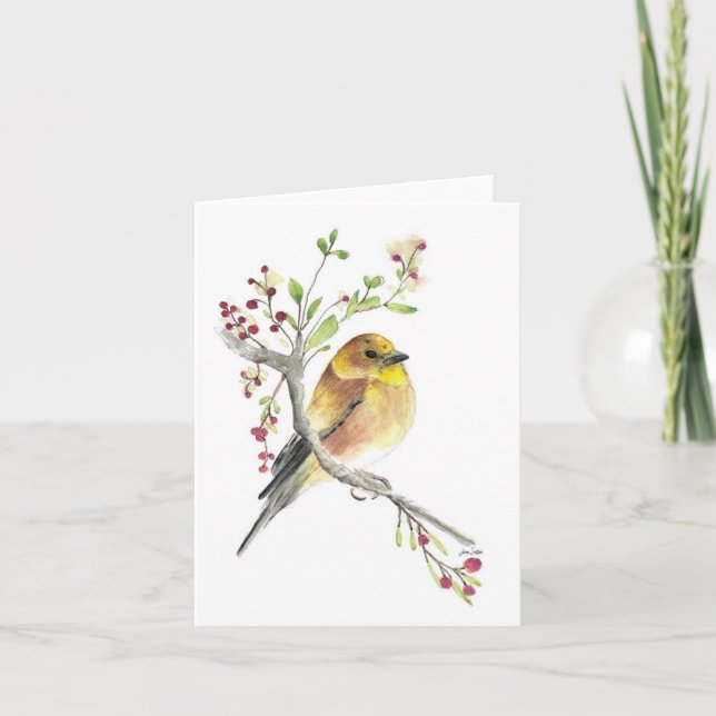 Belle carte American Goldfinch Watercolor Note (Devant)