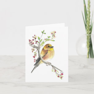 Belle carte American Goldfinch Watercolor Note