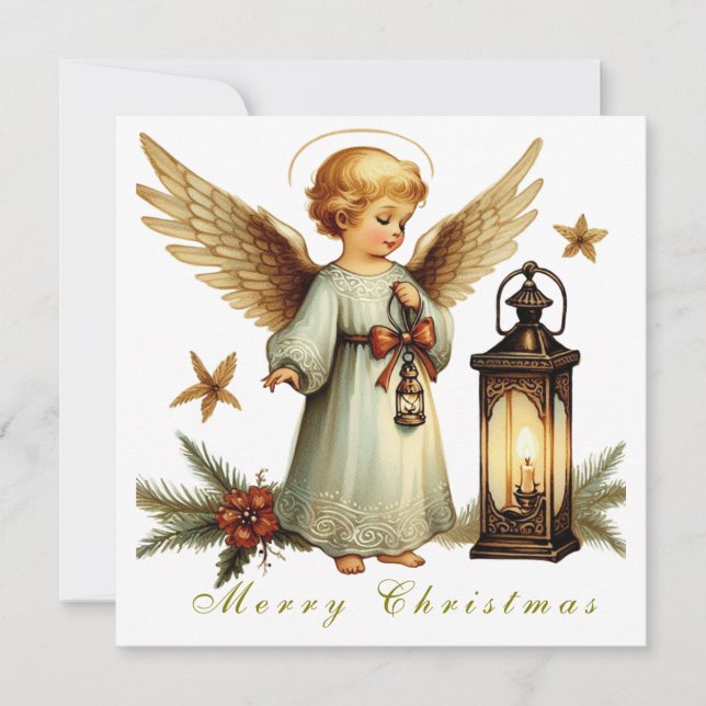 Belle Carte Appartement Vintage Noël Angel (Devant)