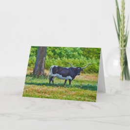 Belle carte Black Texas Longhorn Cow Art Note