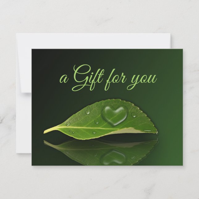 Belle Carte Cadeau En Forme De Coeur Droplet Feuil (Devant)