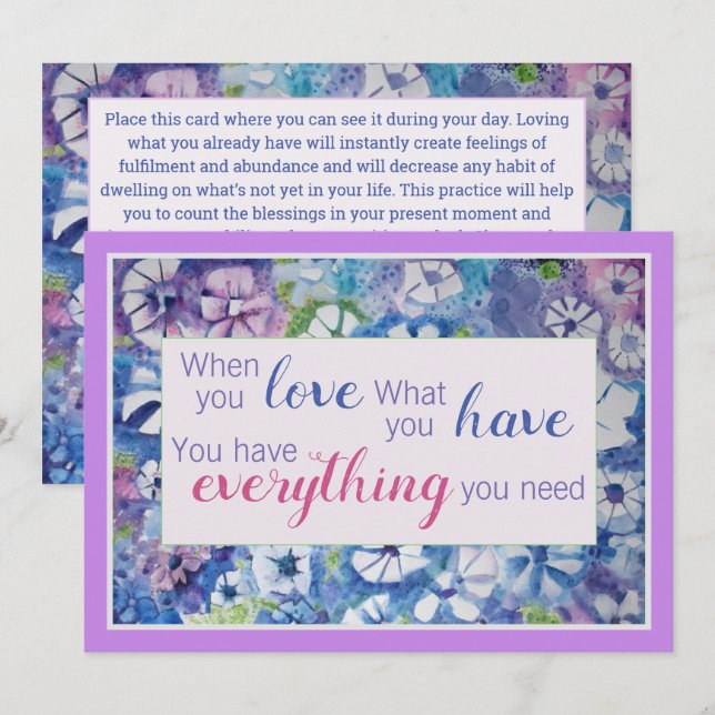 Belle carte d'affirmation de pratique spirituelle (Devant / Derrière)