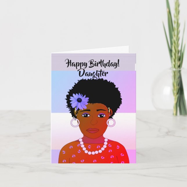 Belle carte d'anniversaire afro-américaine fille (Devant)