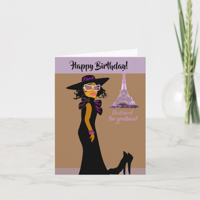Belle carte d'anniversaire afro-américaine fille (Devant)