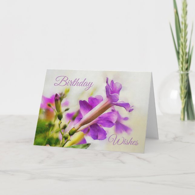 Belle Carte d'Anniversaire aux fleurs violettes (Devant)