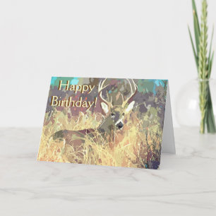 Belle carte d'anniversaire de cerfs