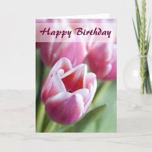 Belle carte d'anniversaire de la tulipe rose