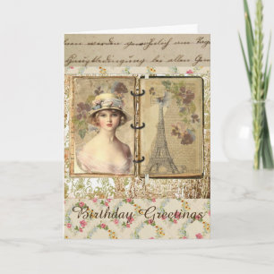 Belle Carte D'Anniversaire De Style Vintage Pour F