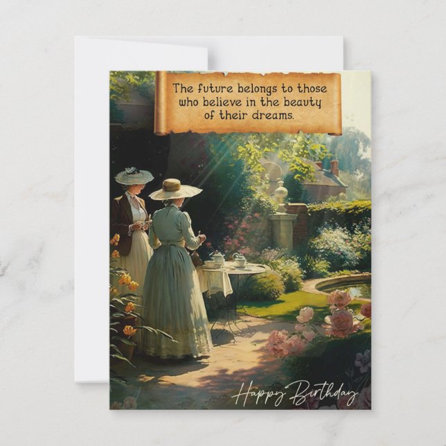 Belle carte d'anniversaire de thé de jardin anglai (Devant)