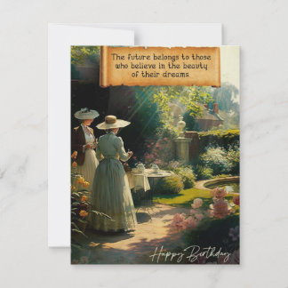 Belle carte d'anniversaire de thé de jardin anglai