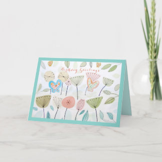 Belle carte d'anniversaire des fleurs de papillons