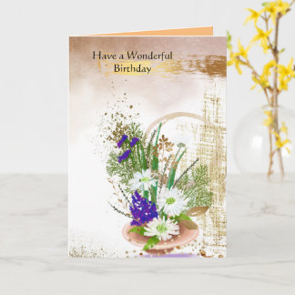 Belle carte d'anniversaire en or et paillettes.