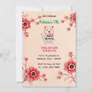 Belle carte d'anniversaire florale avec fleurs ros