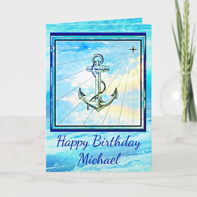 Belle carte d'anniversaire Kedge Ancre and Ocean W (Devant)