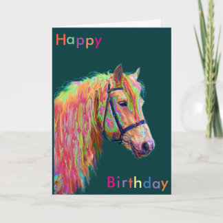 Belle carte d'anniversaire Rainbow Pony